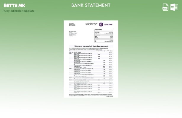 Модерен стил Шаблон за збор за извод од банка во ОК Алстер